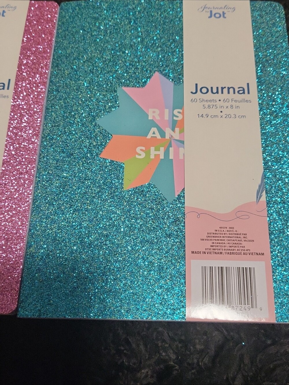 Glitter Journal Notebook - Teal, Pink Or Blue (Choose 1) - Picture 2 of 8